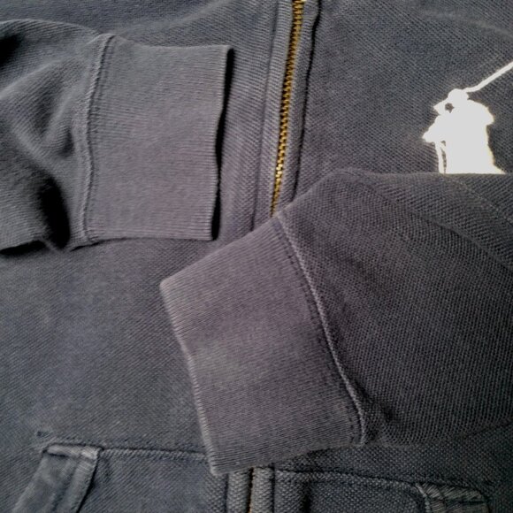 Polo Ralph Lauren Sweatshirt Kids Youth 5 Navy Blue Big Pony Hoodie Full Zip - Picture 6 of 10